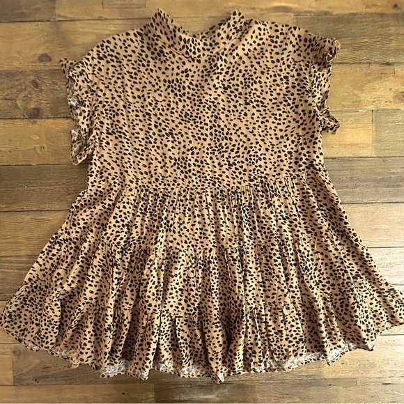 TAN AND BLACK Cheetah Print Tunic Fall Layering Animal Print Lightweight - Picture 3 of 12